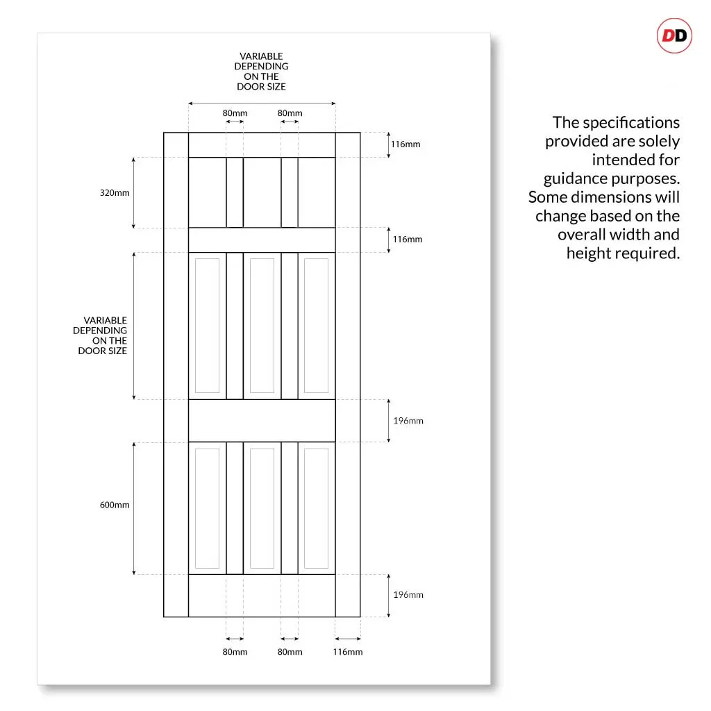 Exterior Georgian Blackwell Made to Measure Front Door - 57mm Thick - Six Colour Options - Toughened Double Glazing - 3 Pane