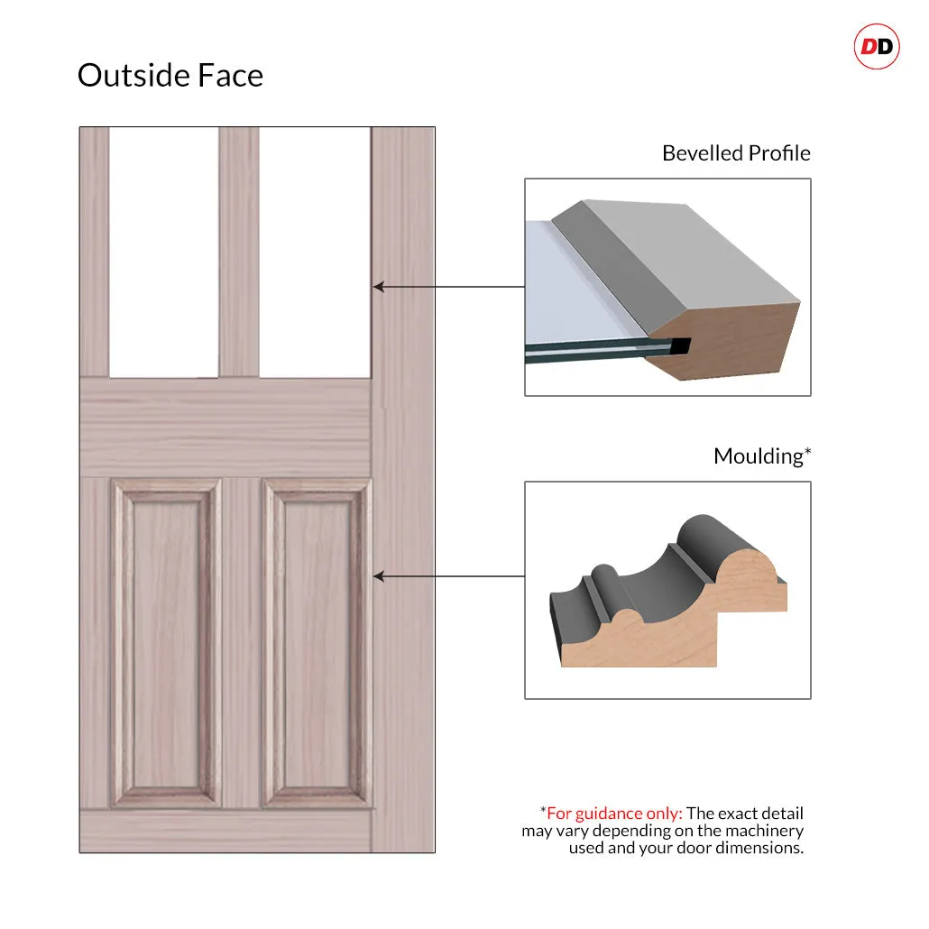 Exterior Georgian Blackwell Made to Measure Front Door - 57mm Thick - Six Colour Options - Toughened Double Glazing - 3 Pane