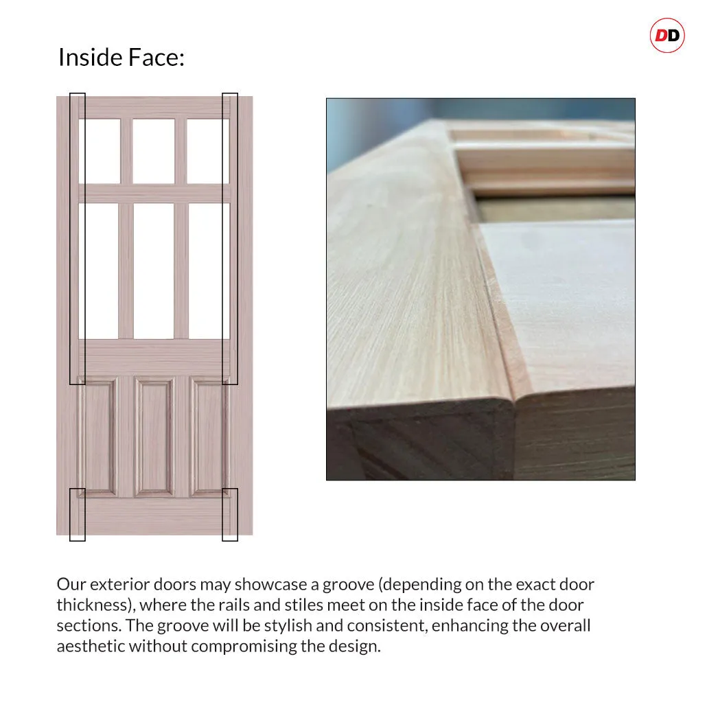 Exterior Georgian Blackwell Made to Measure Front Door - 57mm Thick - Six Colour Options - Toughened Double Glazing - 6 Pane