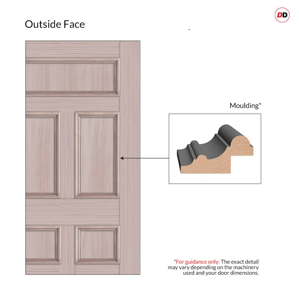 Exterior Victorian Bronte Made to Measure 7 Panel Front Door - 45mm Thick - Six Colour Options