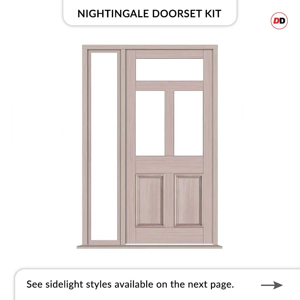 Exterior Victorian Nightingale Front Door with Single Sidelight - Customisable: Size, Colour, Glass and Sidelight Options