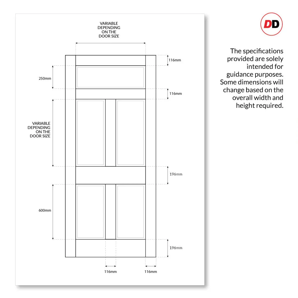 Exterior Victorian Nightingale Made to Measure 5 Panel Front Door - 45mm Thick - Six Colour Options