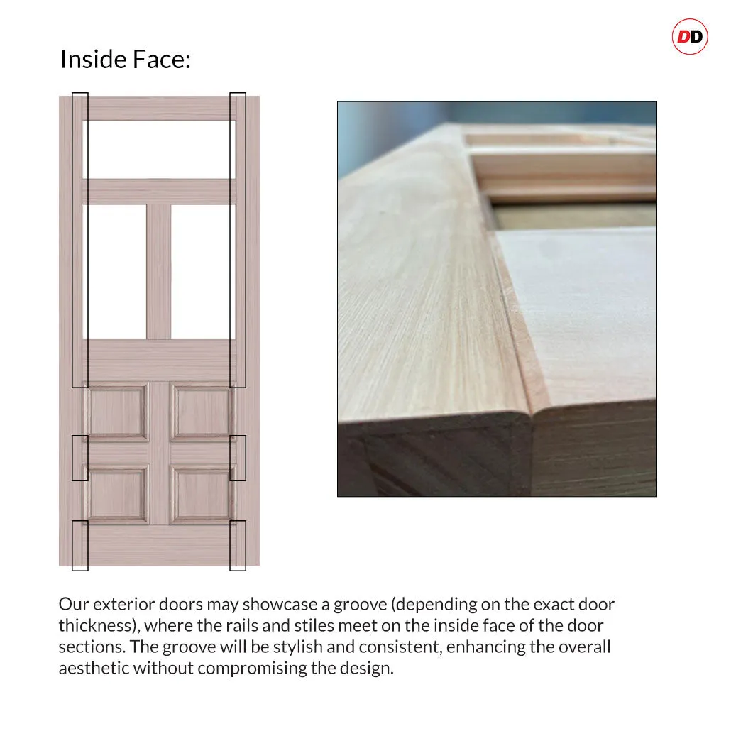 External Victorian Bronte Made to Measure Front Door - 57mm Thick - Six Colour Options - Toughened Double Glazing 3 Pane