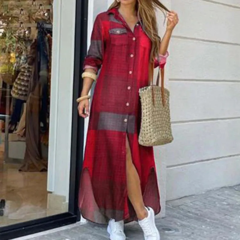 Fashion Chained Long Sleeve Casual Summer Maxi Dresses