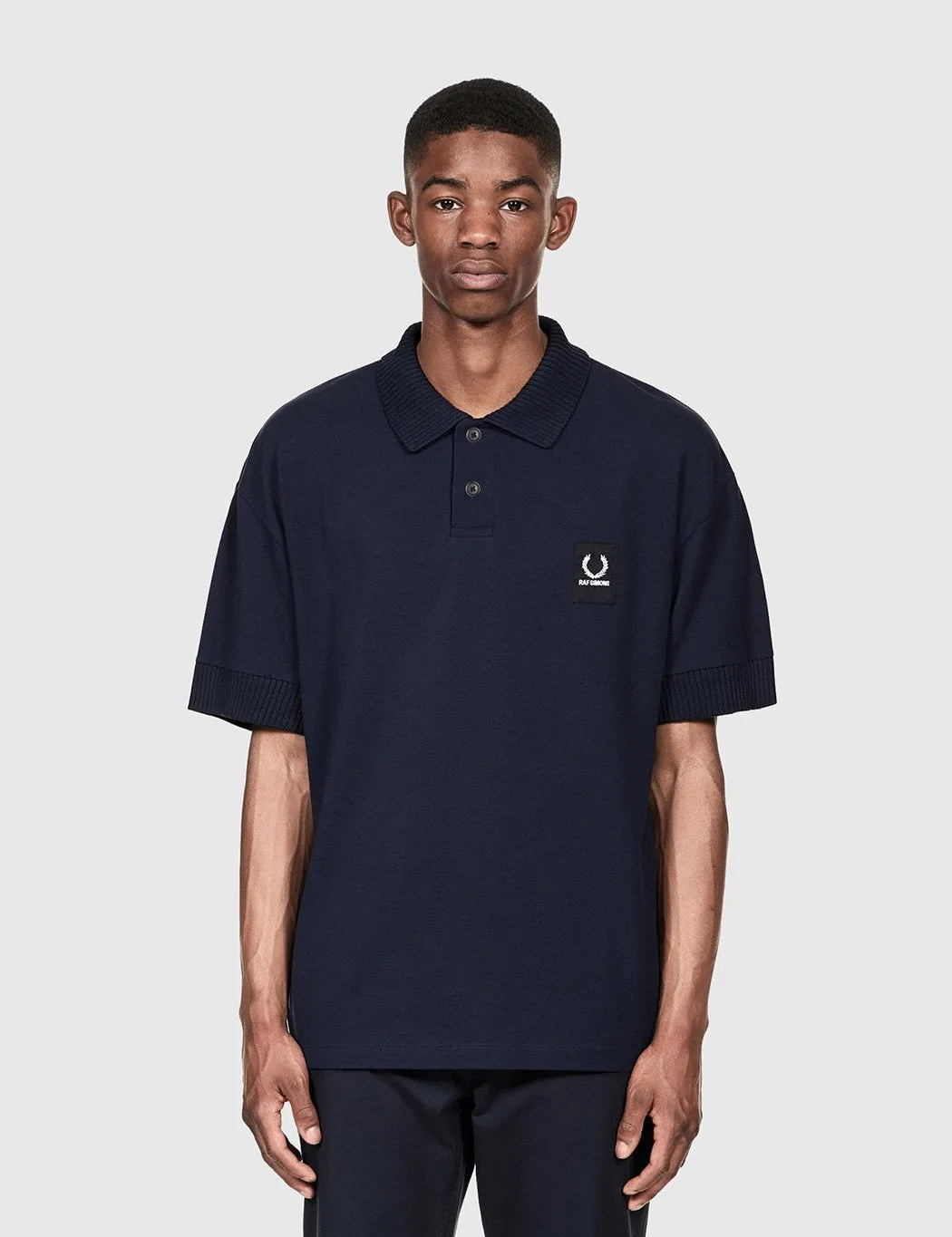 Fred Perry x Raf Simons Short Sleeve Rib Pique Shirt - Dark Navy