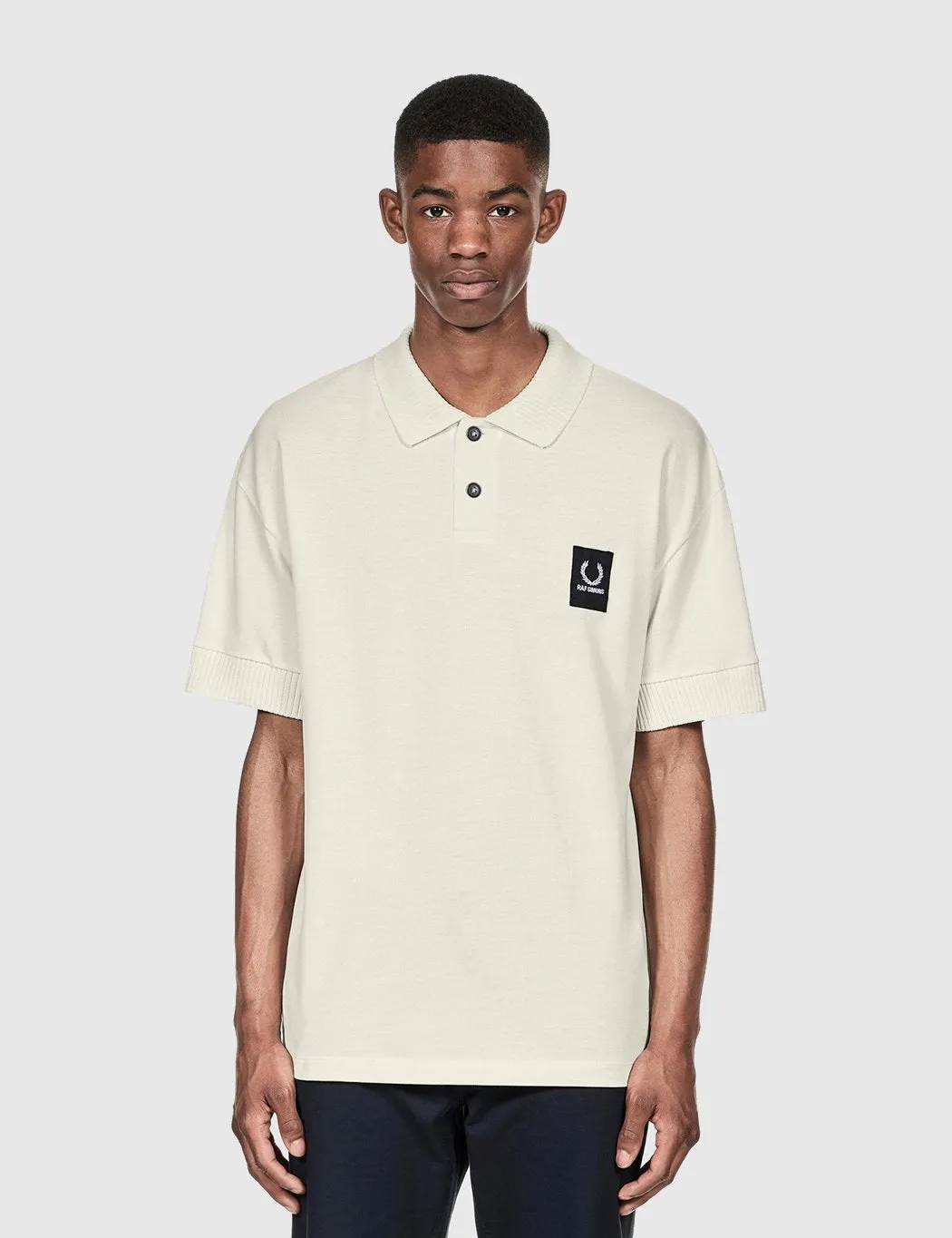 Fred Perry x Raf Simons Short Sleeve Rib Pique Shirt - Ecru