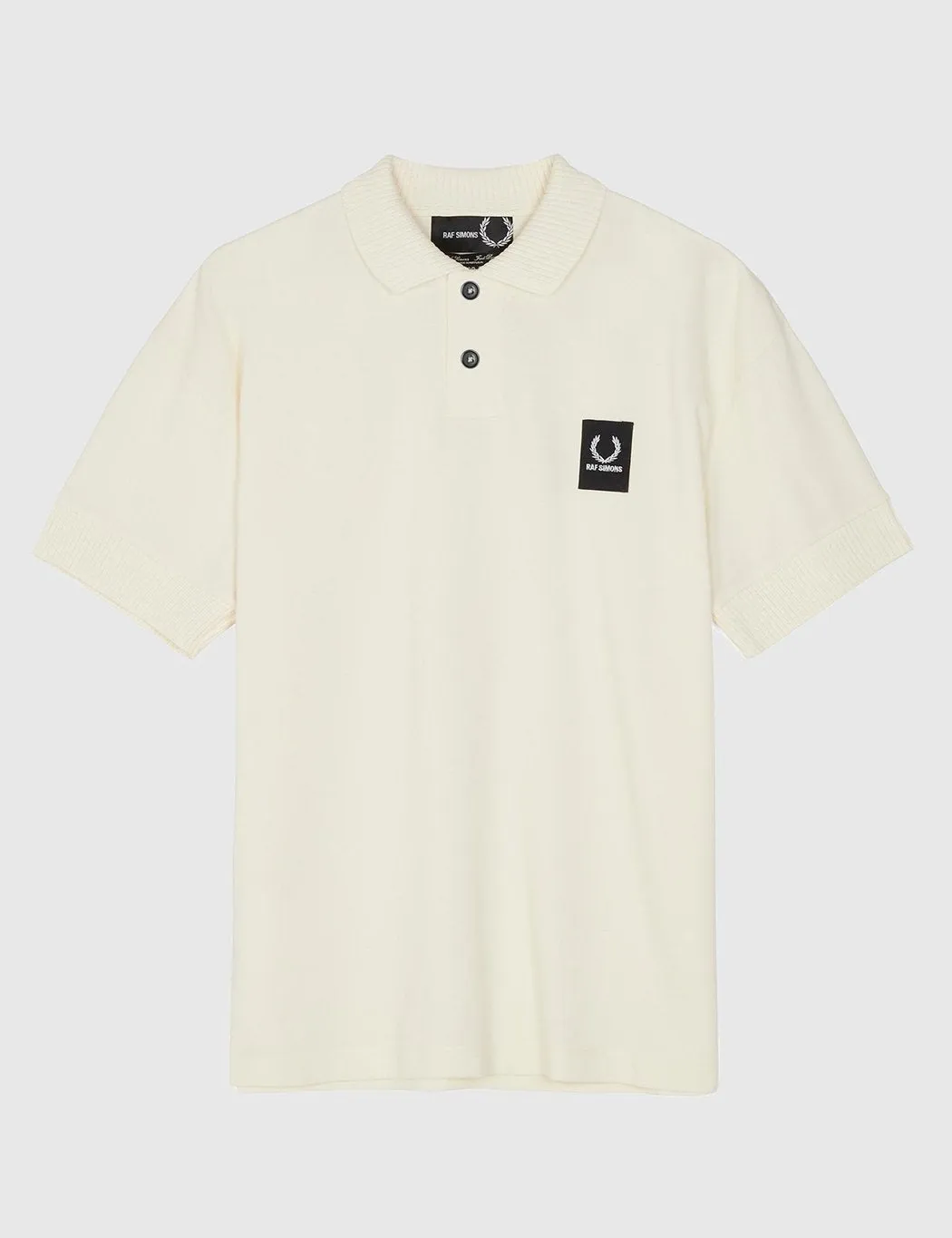 Fred Perry x Raf Simons Short Sleeve Rib Pique Shirt - Ecru