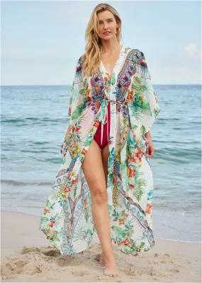 Front Tie Kimono Cover-Up - Coastal Catwalk