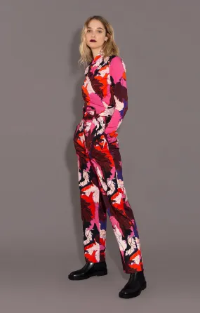 Furmint High Waisted Chinos Pink Leaves