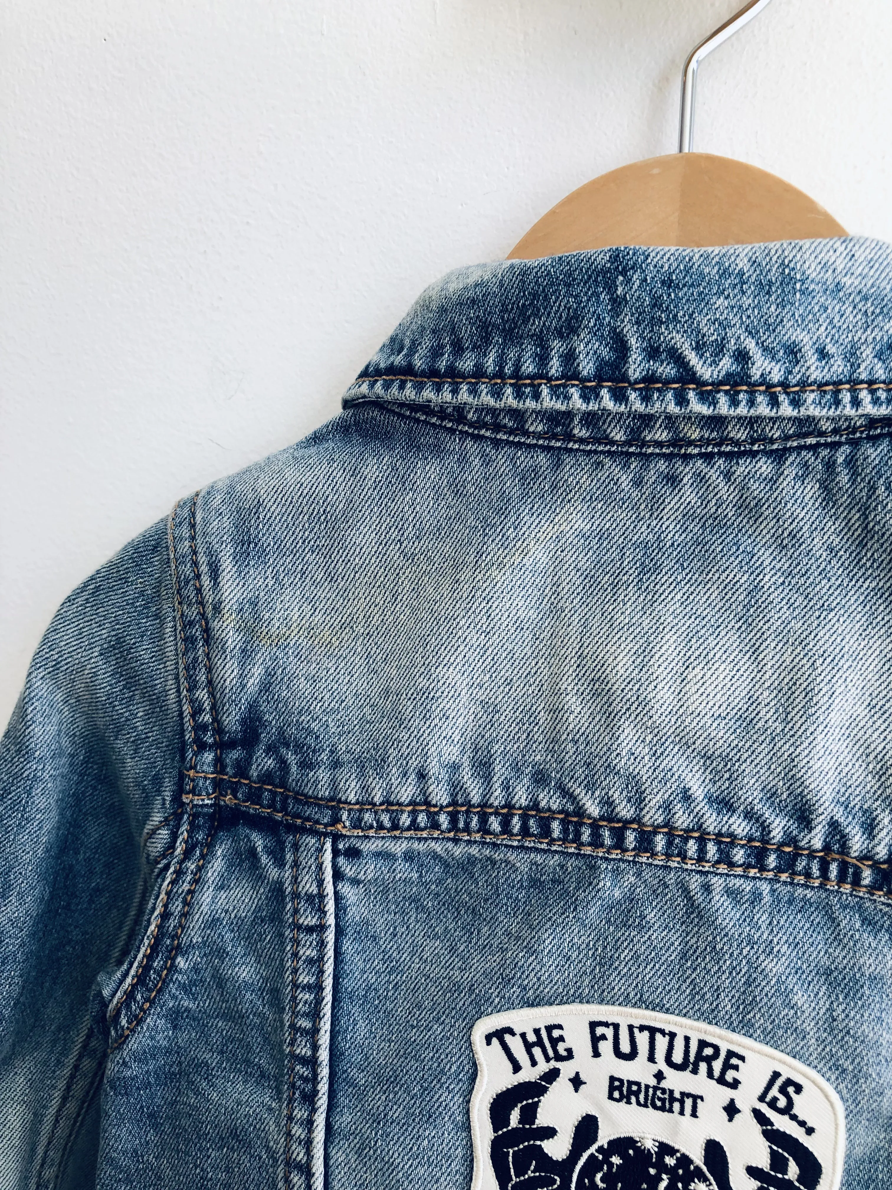 Future is Bright Patched Jean Jacket (some markings) // 3Y