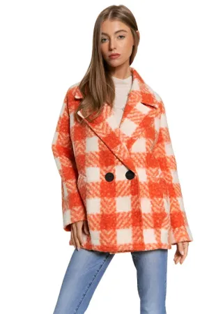 Fuzzy Boucle Textured Double Breasted Coat Jacket