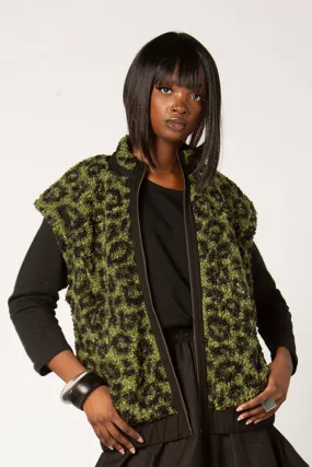 GERSHON Diana Vest in Green Leopard