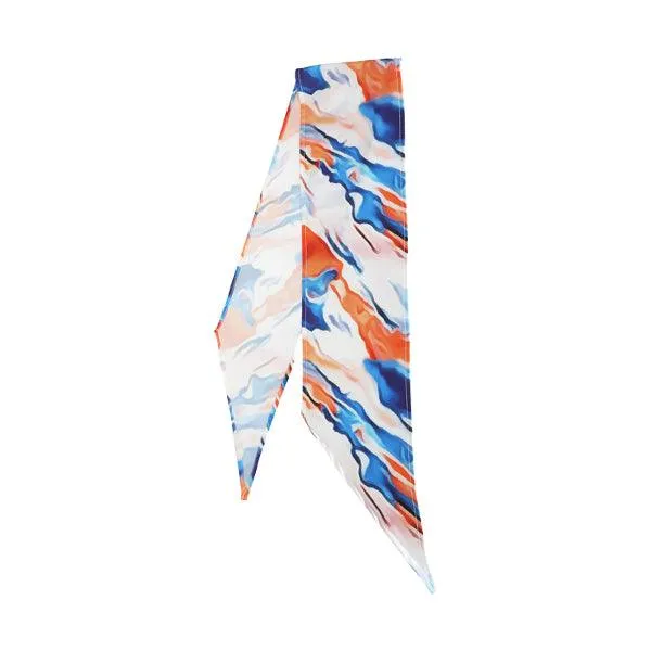 GIRLS ORANGE AND BLUE SILK MAXI DRESS WITH SCARF(MUMMY AND I)