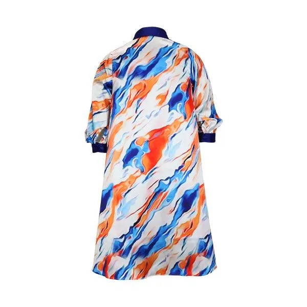 GIRLS ORANGE AND BLUE SILK MAXI DRESS WITH SCARF(MUMMY AND I)