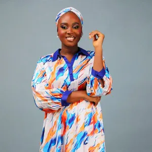 GIRLS ORANGE AND BLUE SILK MAXI DRESS WITH SCARF(MUMMY AND I)