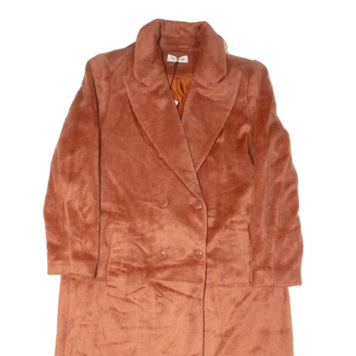 GLAMOROUS Faux Fur Overcoat Coat Brown Womens UK 14
