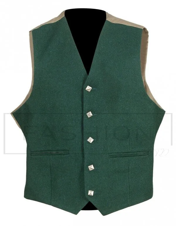 Handmade Green Argyle Kilt Traditional Jacket and Waistcoat For Men And Women - Scottish Kilt Jackets