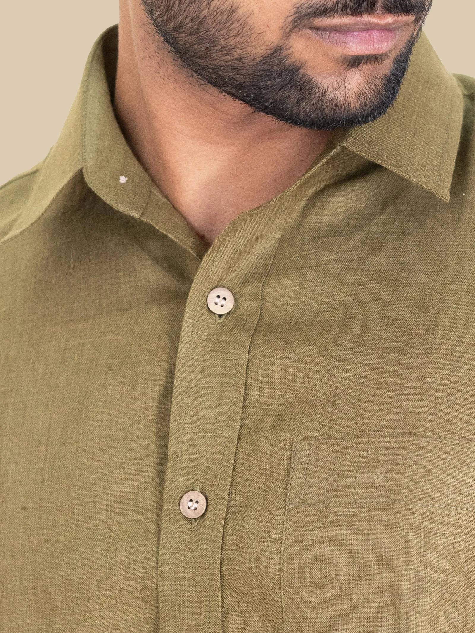 Harvey - Pure Linen Half Sleeve Shirt - Hunter Green (Factory Rescue)