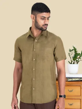Harvey - Pure Linen Half Sleeve Shirt - Hunter Green (Factory Rescue)
