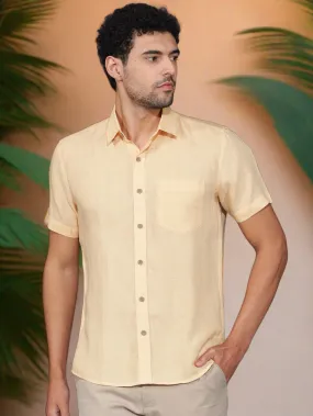 Harvey - Pure Linen Half Sleeve Shirt - Light Orange Sandal (Factory Rescue)