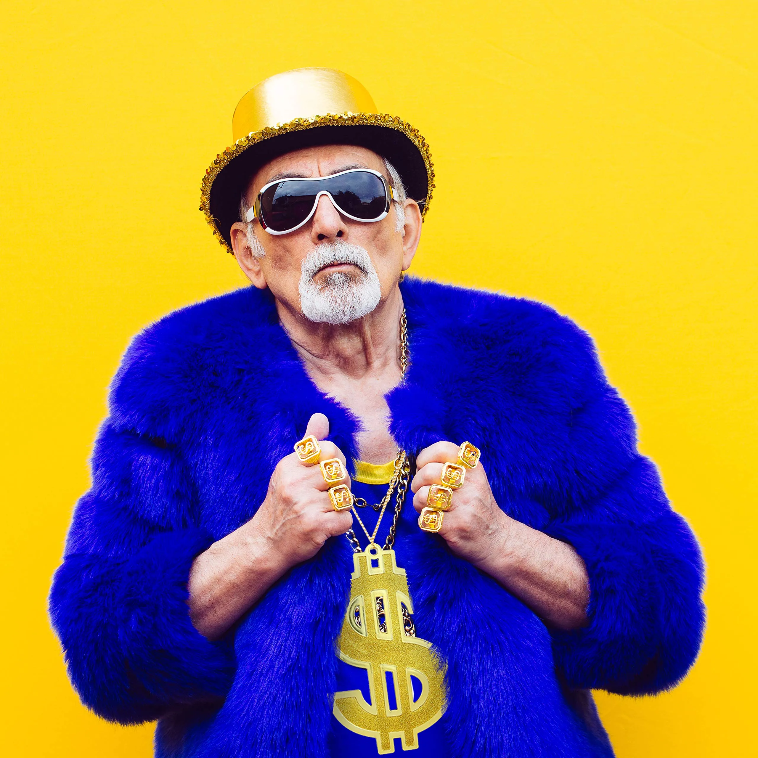 Hip Hop Gold Necklace - Rapper Dollar Sign Medallion Gangster Golden Chain Costume Bling Jewelry