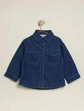 Kids' Navy Blue Jean Jacket Basic Casual Soft Stretch Denim Jacket by Kaja Clothing - Cher Coat