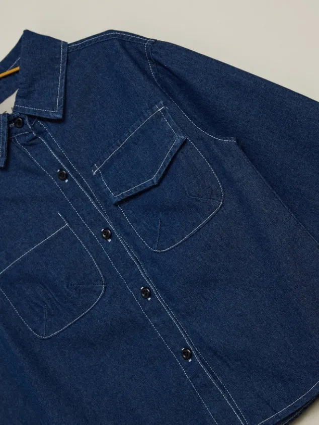 Kids' Navy Blue Jean Jacket Basic Casual Soft Stretch Denim Jacket by Kaja Clothing - Cher Coat