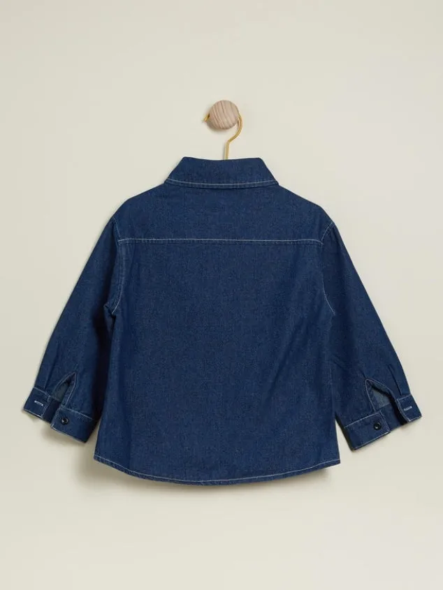 Kids' Navy Blue Jean Jacket Basic Casual Soft Stretch Denim Jacket by Kaja Clothing - Cher Coat