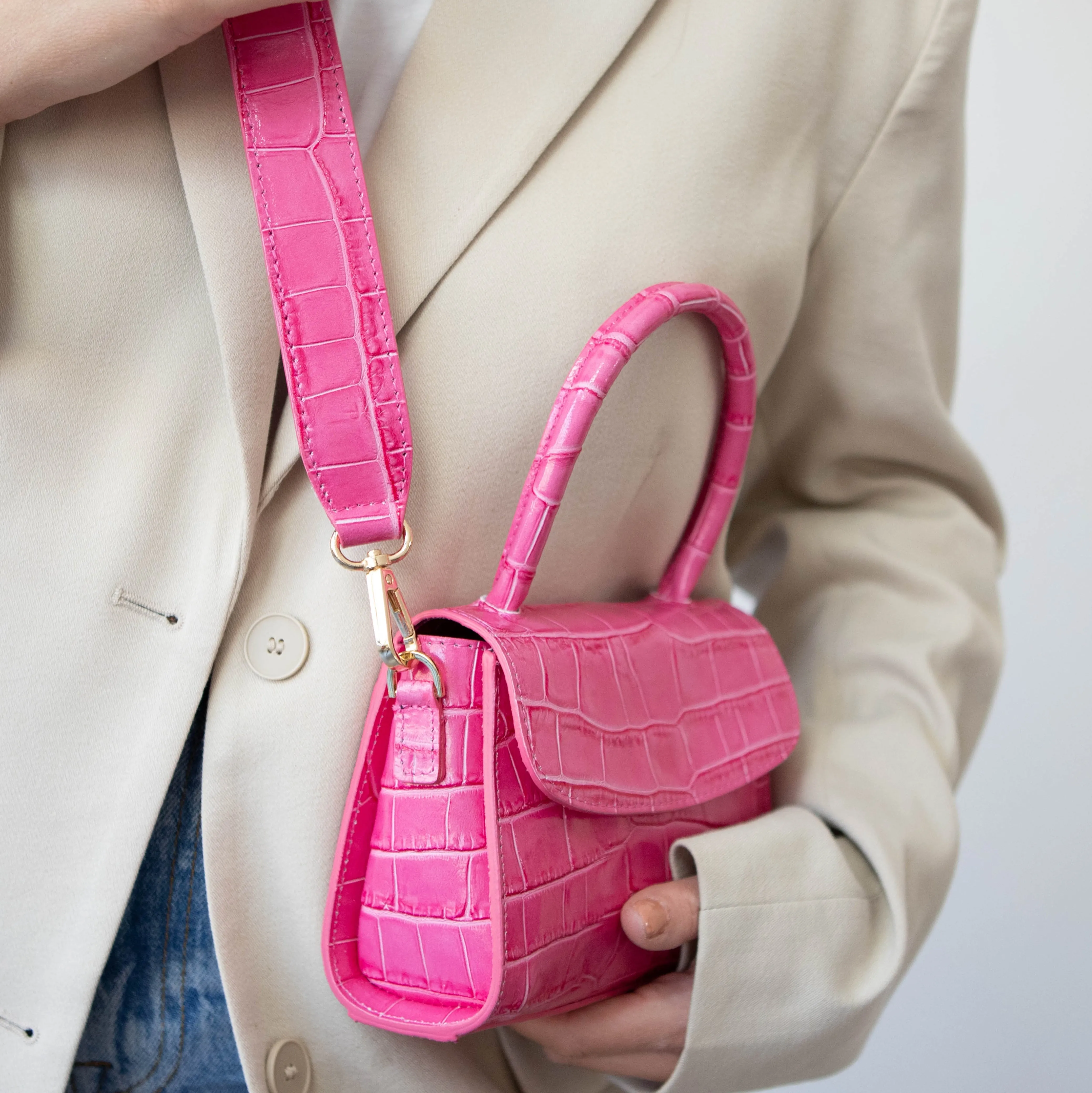 'LA' Grab Bag | Pink Glossy Croc