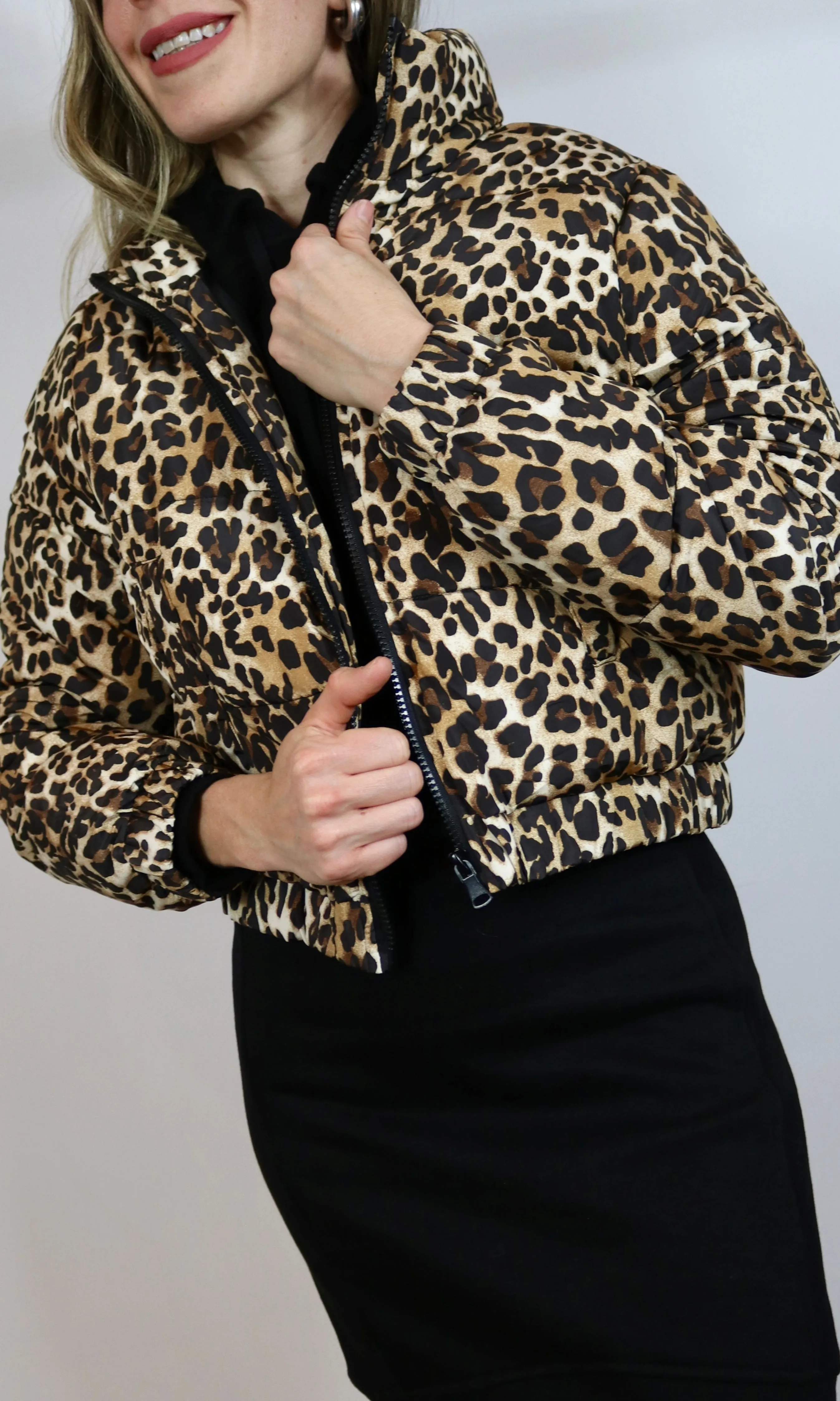 Leopard Print Puffer Jacket