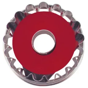 Linzer Cookie Cutter with Ejector Round Crinkled with Circle in Middle 5cm