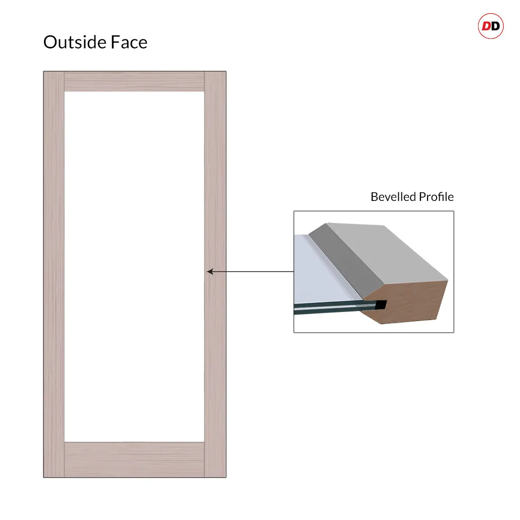 Made to Measure Exterior Full Pane Front Door - 45mm Thick - Six Colour Options - Double Glazing