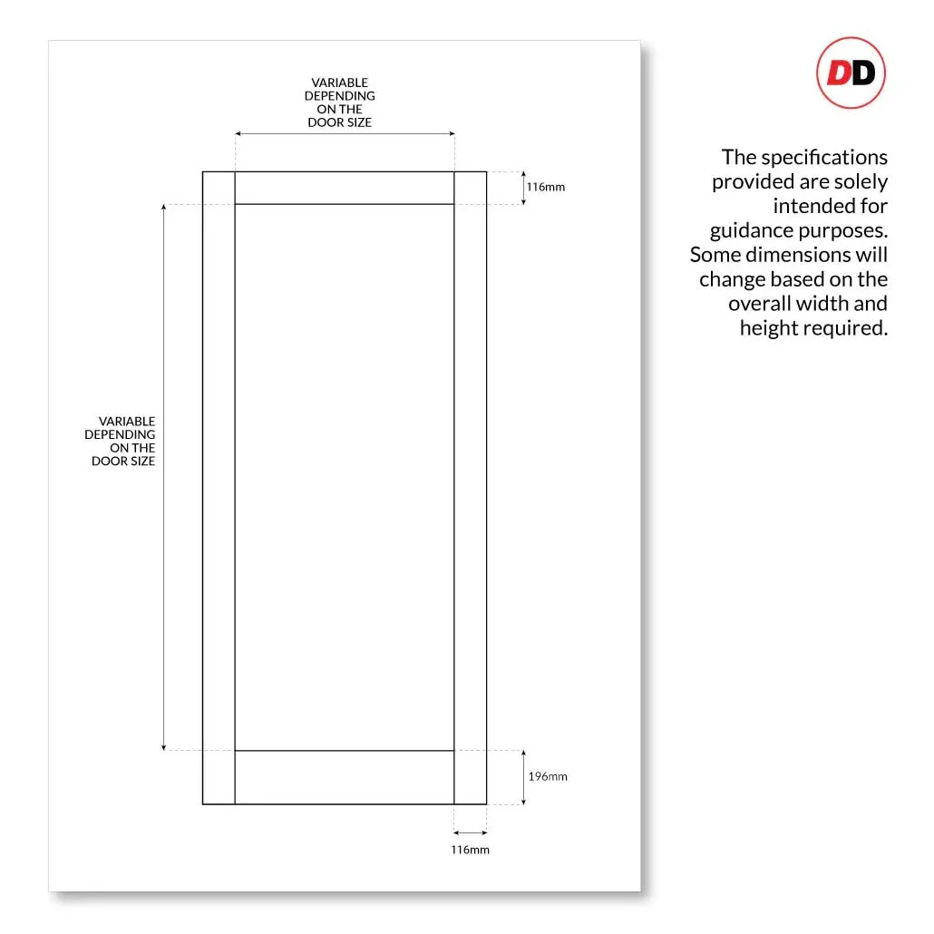 Made to Measure Exterior Full Pane Front Door - 45mm Thick - Six Colour Options - Double Glazing