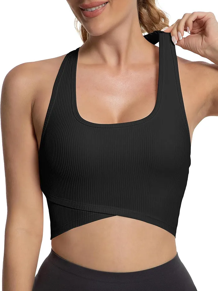 MATHCAT Cross Hem Crop Sports Bras with Built in Bra Wholesale