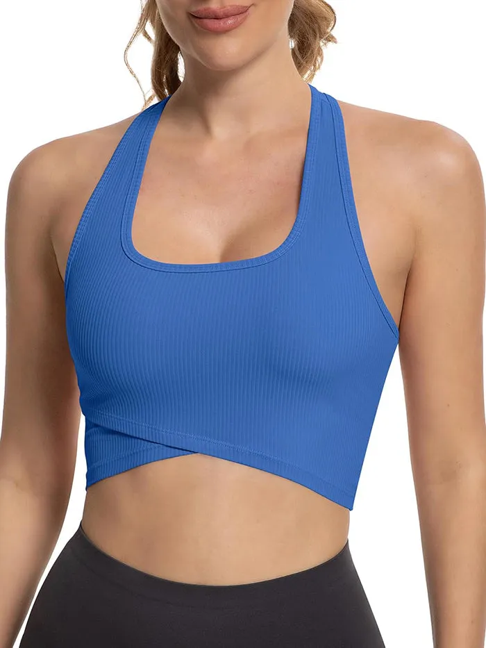MATHCAT Cross Hem Crop Sports Bras with Built in Bra Wholesale