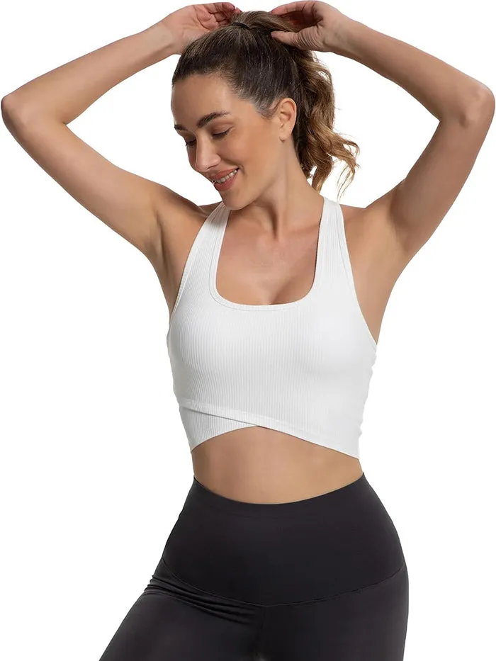 MATHCAT Cross Hem Crop Sports Bras with Built in Bra Wholesale
