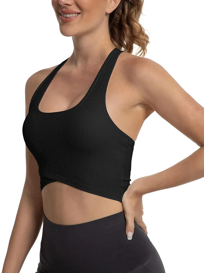 MATHCAT Cross Hem Crop Sports Bras with Built in Bra Wholesale