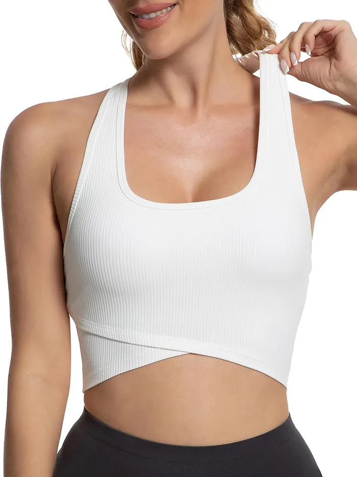 MATHCAT Cross Hem Crop Sports Bras with Built in Bra Wholesale