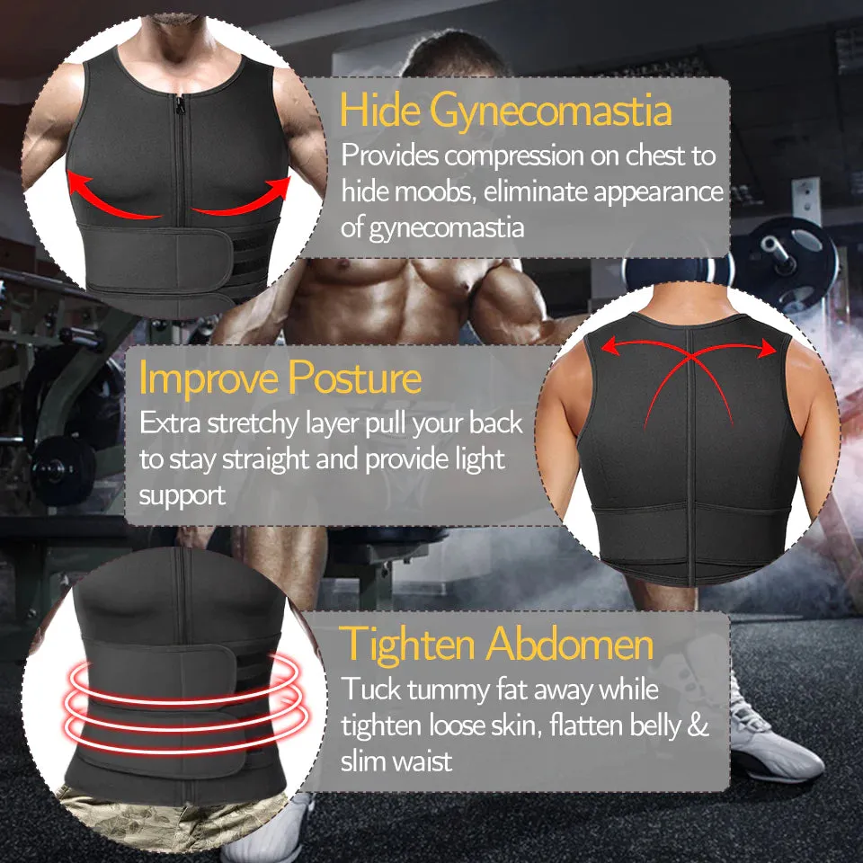 Men’s Body Shaper Sauna Vest – Waist Trainer &amp; Fat Burner Slimming Tank Top
