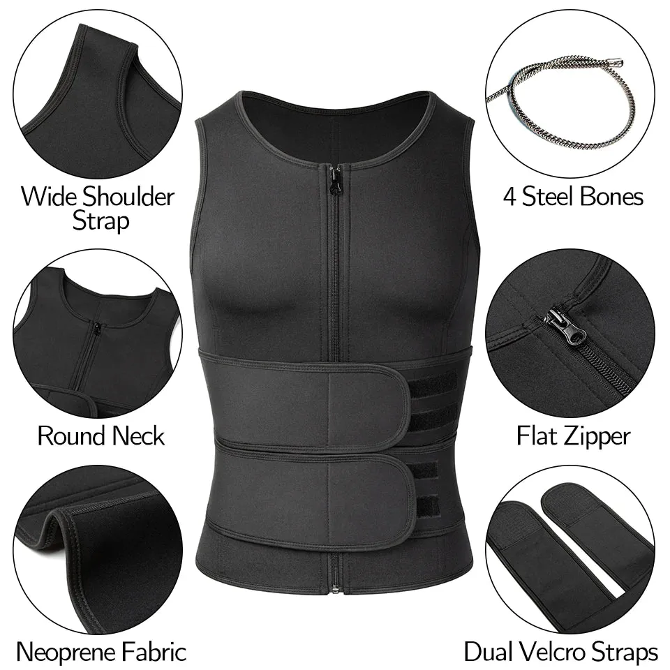Men’s Body Shaper Sauna Vest – Waist Trainer &amp; Fat Burner Slimming Tank Top
