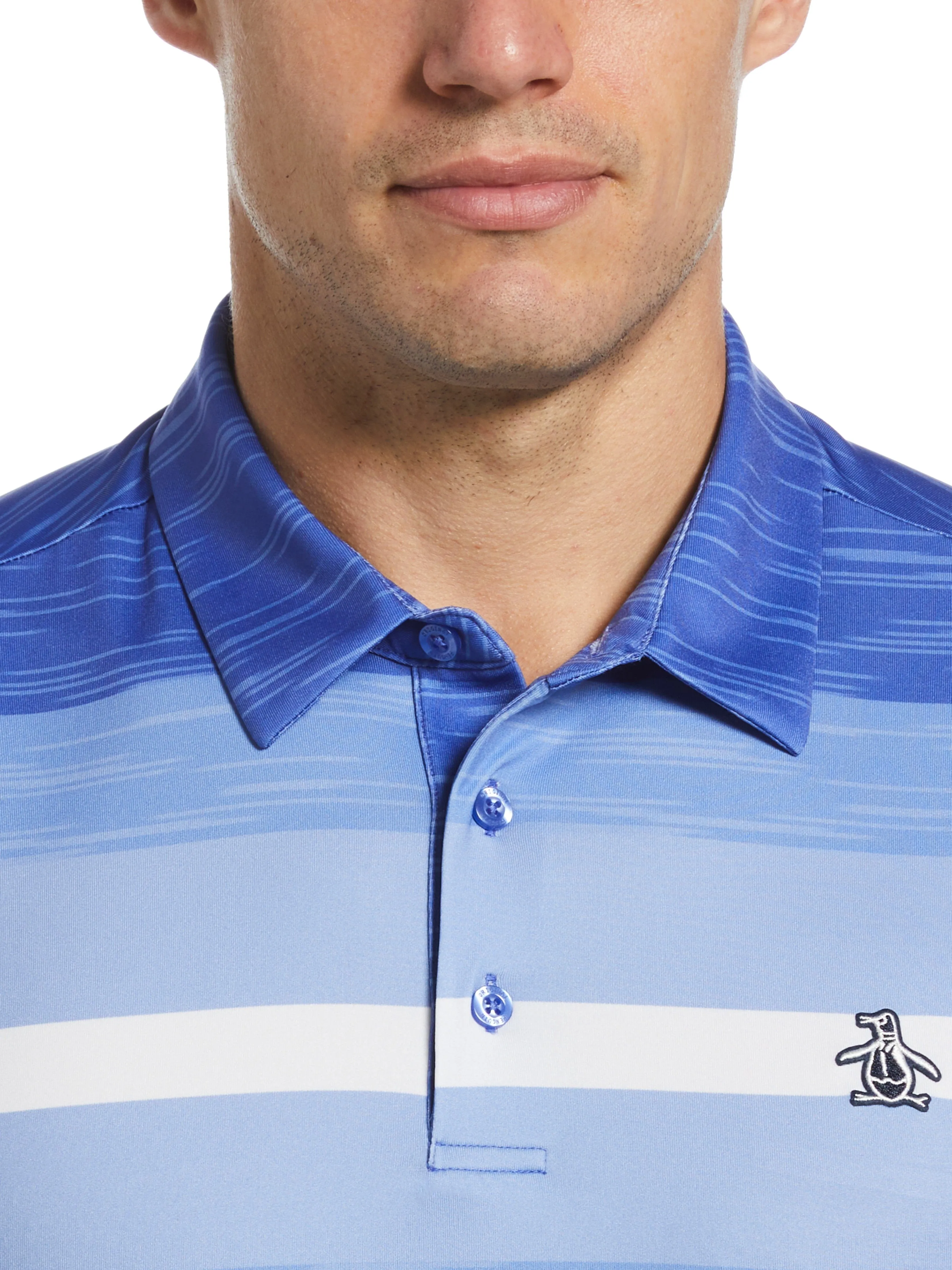 Men's Color Block Engineered Marl Stripe Polo