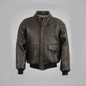 Mens Vintage Lambskin A2 Brown Flying Leather Jacket