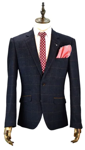 Navy and Tan Check Jacket