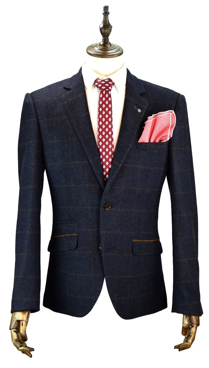 Navy and Tan Check Jacket