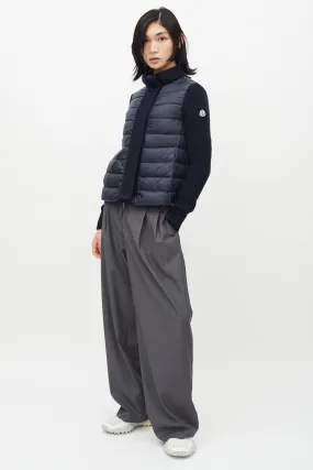Navy Puffer & Knit Maglione Tricot Jacket