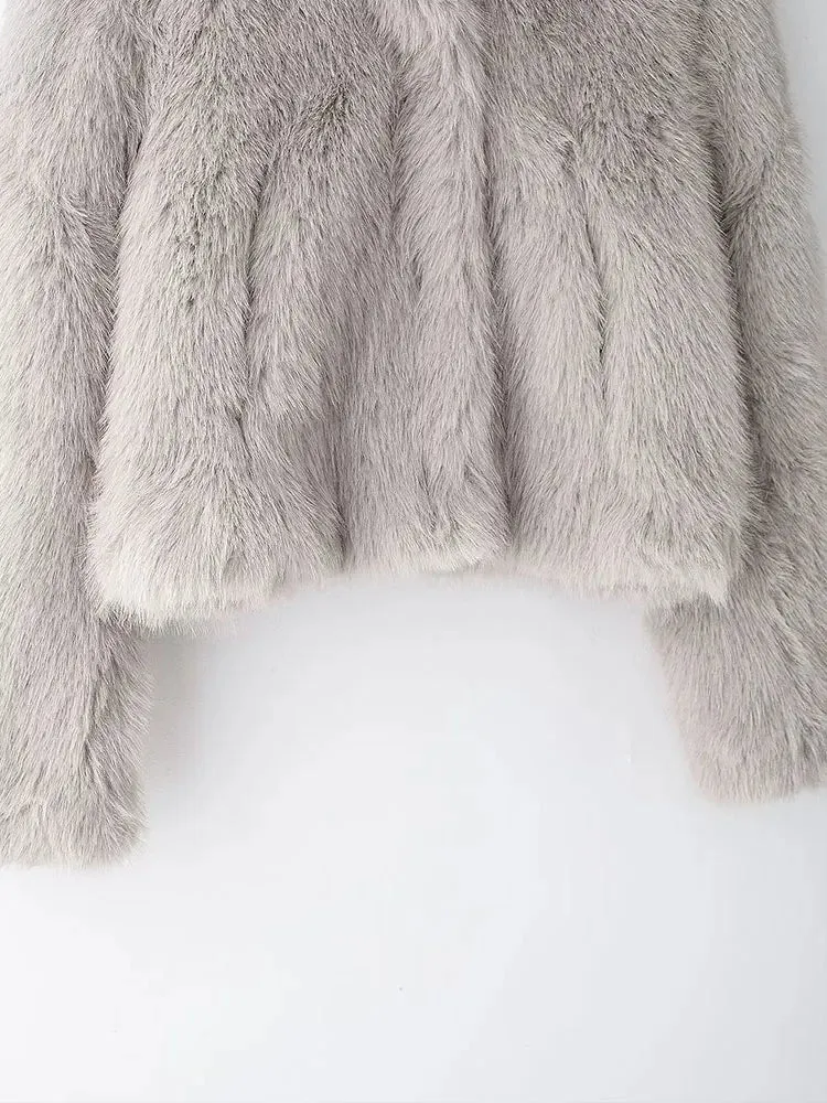 ONKOGENE 2024 Winter Künstliche Pelz Wirkung Kurze Frau Jacke Top Outdoor Stil Warme Frauen Outer