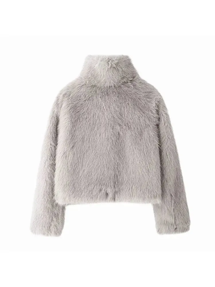 ONKOGENE 2024 Winter Künstliche Pelz Wirkung Kurze Frau Jacke Top Outdoor Stil Warme Frauen Outer