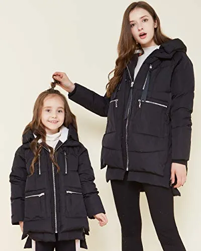 Orolay Children Hooded Down Coat Girls Quilted Puffer Jacket Boys Winter Jackets Black 140CM