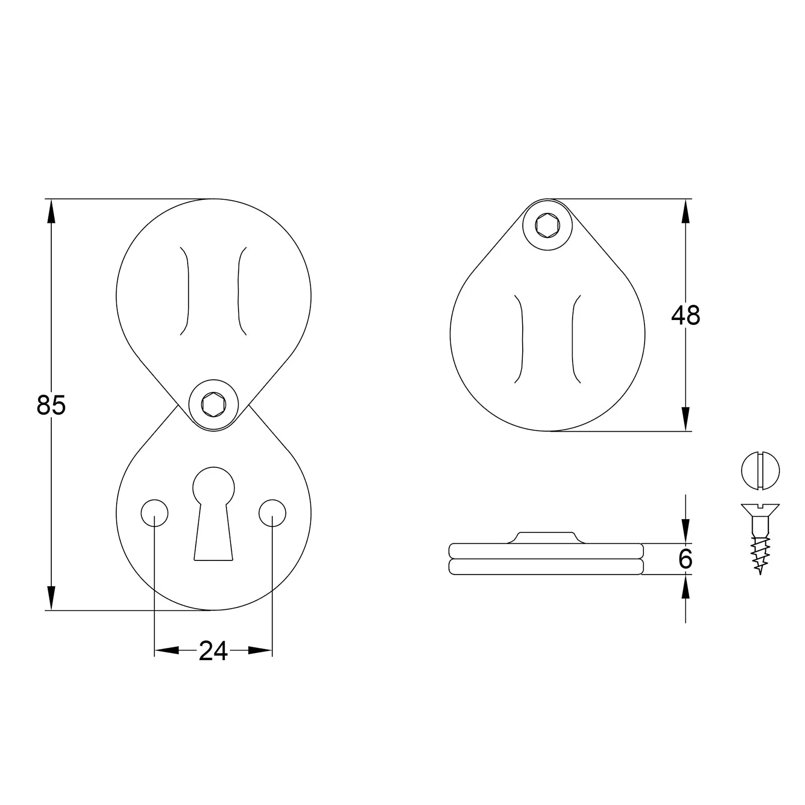 Pewter Oval Covered Escutcheon