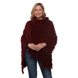 Plush Faux Fur Wine Coat Poncho